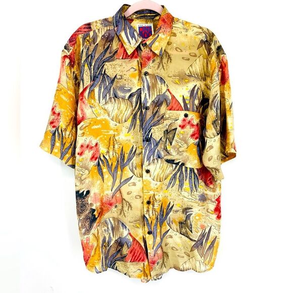 One Eight Hundred Silk Colorful Abstract Men’s Shirt M - Picture 1 of 6